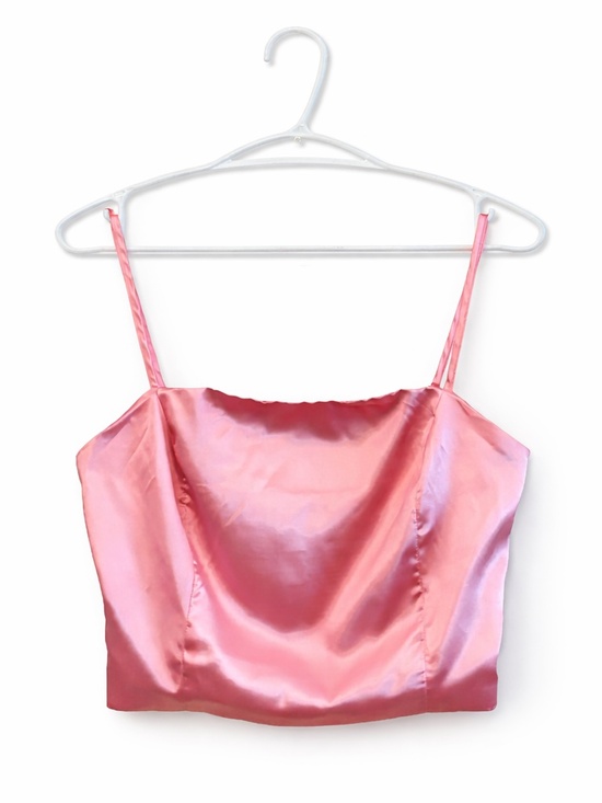Wet Seal Tops - Wet Seal Pink Satin Bustier-Style Crop Top w Smocked Back – Size Medium EUC